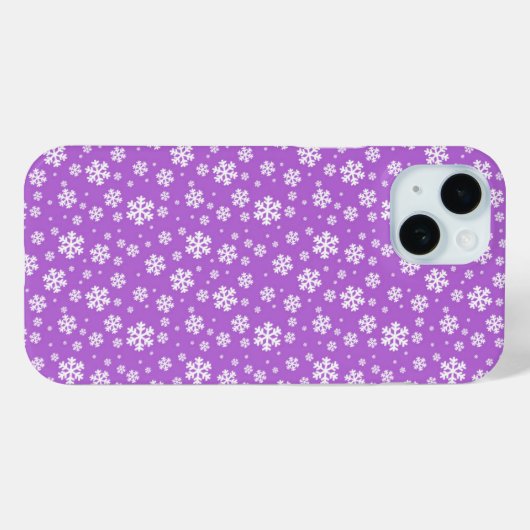 White Snowflakes on Purple Winter Pattern Case-Mate iPhone Case (Achterkant (horizontaal))