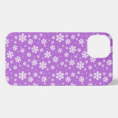 White Snowflakes on Purple Winter Pattern iPhone Hoesje (Achterkant horizontaal)