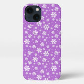White Snowflakes on Purple Winter Pattern iPhone Hoesje (Achterkant)