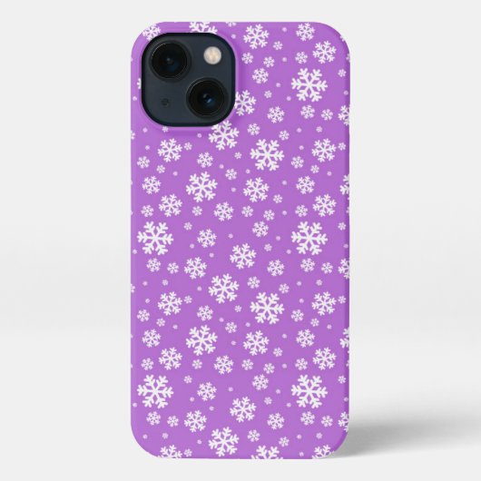 White Snowflakes on Purple Winter Pattern iPhone Hoesje (Achterkant)
