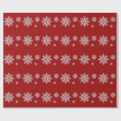White Snowflakes on Red Holiday Cadeaupapier (Vlak)