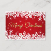 White Snowflakes on Red Merry Christmas Visitekaartje (Voorkant)
