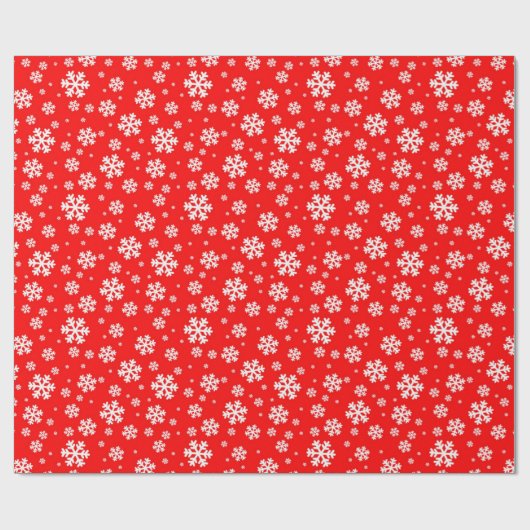 White Snowflakes on Red Winter Pattern Cadeaupapier (Vlak)