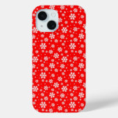 White Snowflakes on Red Winter Pattern Case-Mate iPhone Case (Achterkant)