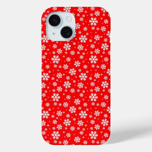White Snowflakes on Red Winter Pattern Case-Mate iPhone Case (Achterkant)