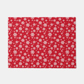 White Snowflakes on red Winter Pattern Deurmat (Voorkant)