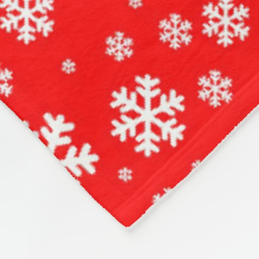 White Snowflakes on Red Winter Pattern Fleece Deken (Hoek)