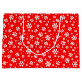 White Snowflakes on Red Winter Pattern Groot Cadeauzakje (Voorkant)