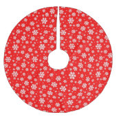 White Snowflakes on Red Winter Pattern Kerstboom Rok (Voorkant)