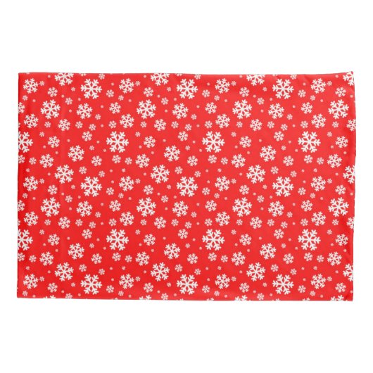 White Snowflakes on Red Winter Pattern Kussensloop (Achterkant)