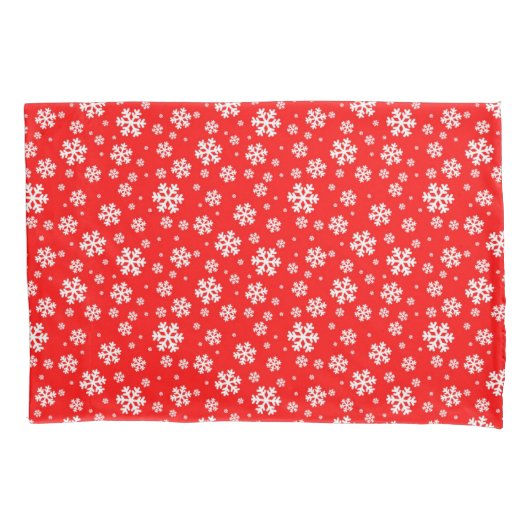 White Snowflakes on Red Winter Pattern Kussensloop (Voorkant)