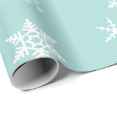White Snowflakes on Robin's Egg Blue, Holiday Cadeaupapier (Rol Hoek)