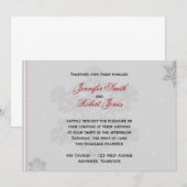 White Snowflakes on Silver Wedding Invitation Kaart (Voorkant / Achterkant)
