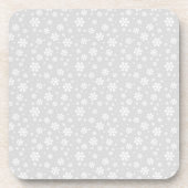 White Snowflakes on Silver Winter Pattern Bier Onderzetter (Voorkant)
