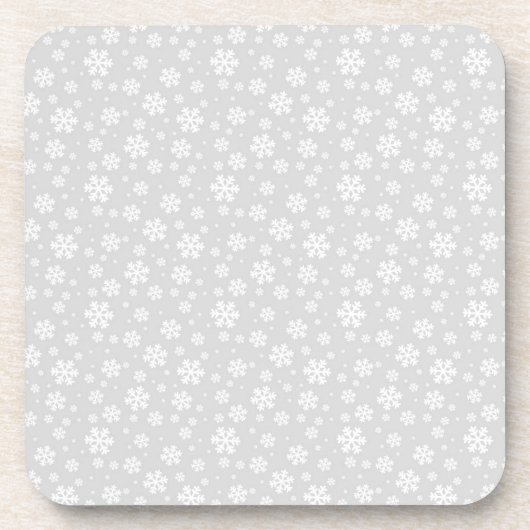White Snowflakes on Silver Winter Pattern Bier Onderzetter (Voorkant)