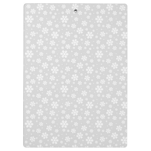 White Snowflakes on Silver Winter Pattern Klembord (Achterkant)