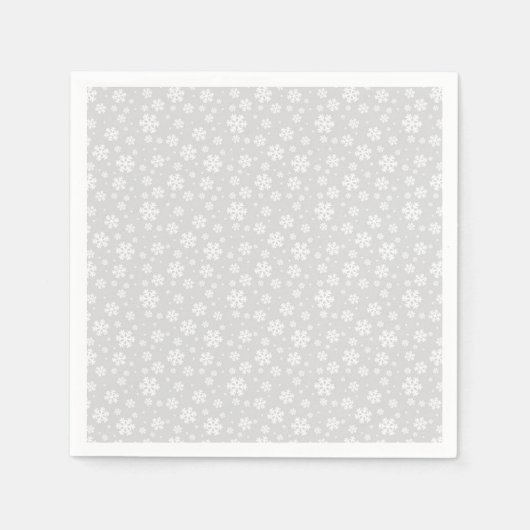 White Snowflakes on Silver Winter Pattern Servet (Voorkant)