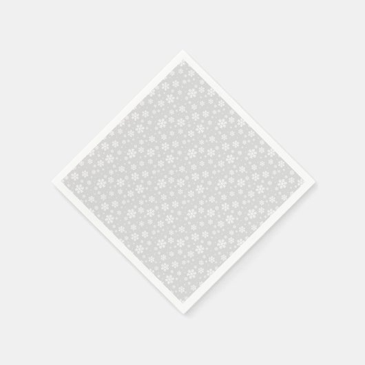 White Snowflakes on Silver Winter Pattern Servet (Hoek)