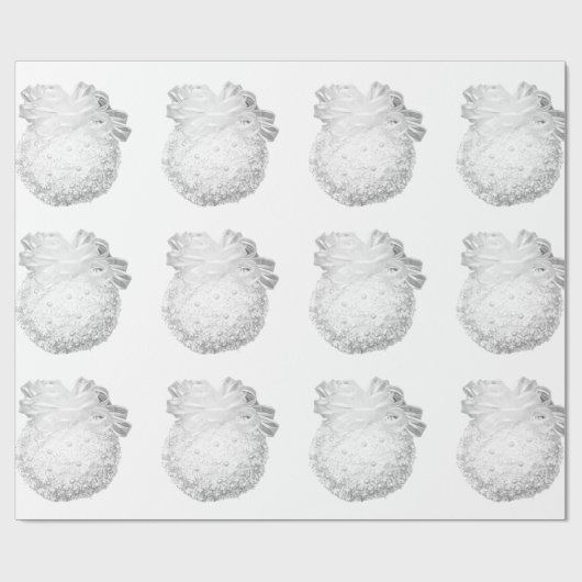 White Snowflakes Ornaments Wrapping Paper Cadeaupapier (Vlak)