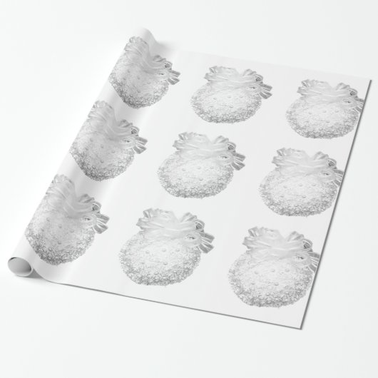 White Snowflakes Ornaments Wrapping Paper Cadeaupapier (Uitgerold)