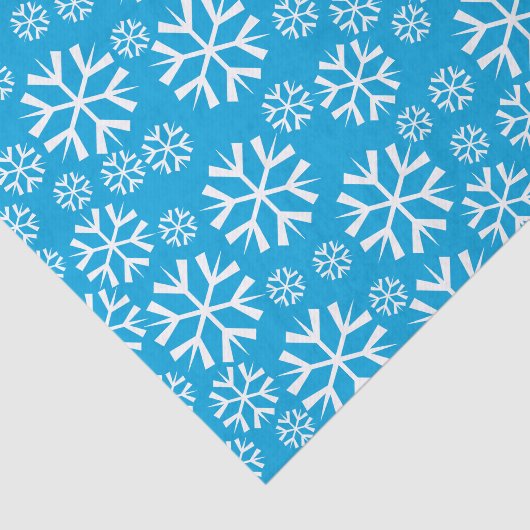 White Snowflakes Pattern on Blue Background Tissuepapier (Detail)