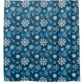 White Snowflakes Pattern On Cool Blue Douchegordijn (Voorkant)