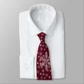 White Snowflakes Pattern on Dark Red Stropdas (Gebonden)