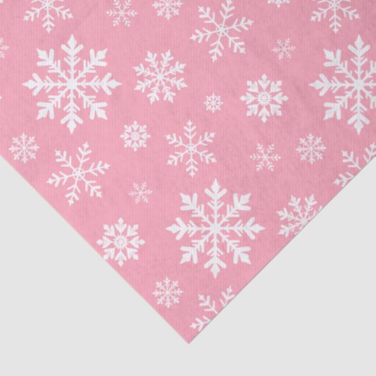 White Snowflakes Pattern On Light Pink Background Tissuepapier (Detail)