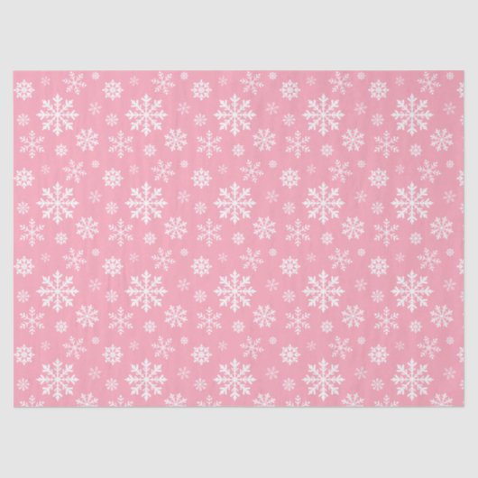 White Snowflakes Pattern On Light Pink Background Tissuepapier (Voorkant)