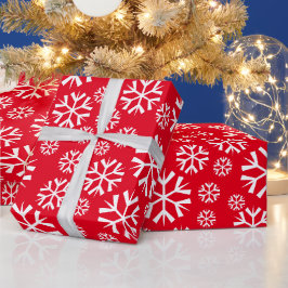 White Snowflakes Pattern on Red Background Cadeaupapier