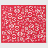 White Snowflakes Pattern on Red Background Cadeaupapier (Vlak)