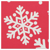 White Snowflakes Pattern on Red Pima Cotton Fabric Stof (Close Up)