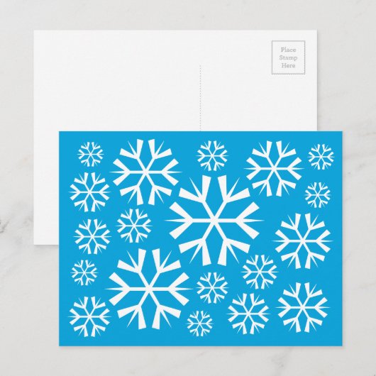 White Snowflakes Pattern op een blauwe achtergrond Briefkaart (Voorkant / Achterkant)