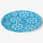 White Snowflakes Pattern op een blauwe achtergrond Papieren Bordje (Gekanteld)