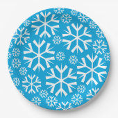 White Snowflakes Pattern op een blauwe achtergrond Papieren Bordje (Voorkant)