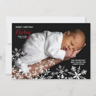 White Snowflakes Photo Holiday Card Feestdagenkaart