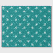 White Snowflakes Polka Dots Blauwgroen Kerstmis Cadeaupapier (Vlak)