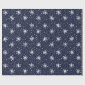 White Snowflakes Polka Dots Navy Blue Kerstmis Cadeaupapier (Vlak)