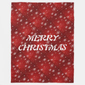 White Snowflakes Red Background Fleece Blanket (Voorkant)