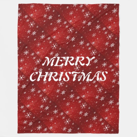 White Snowflakes Red Background Fleece Blanket (Voorkant)