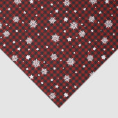 White Snowflakes Red Black Buffalo's kerstmis Tissuepapier (Detail)