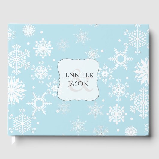 White Snowflakes Winter Weddenschap Book Gastenboek (Voorkant)