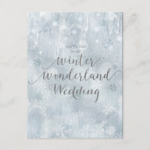 White Snowflakes Winter Wonderland Save the Date Aankondigingskaart
