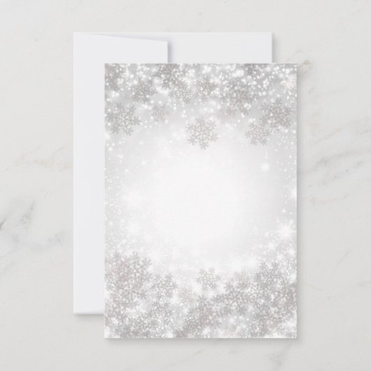 White Snowflakes Winter Wonderland Weddenschap RSV Kaart (Achterkant)