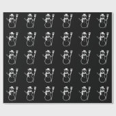 White Snowman Kerstfeestay Pattern Black Cadeaupapier (Vlak)