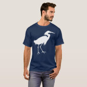 White Snowy Egret Bird Print T-shirt (Voorkant volledig)