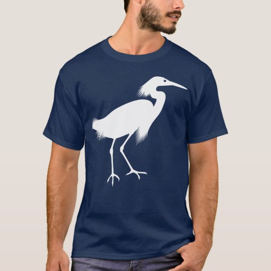 White Snowy Egret Bird Print T-shirt (Voorkant)
