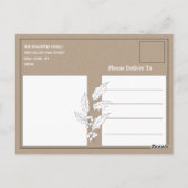 White Snowy Owl Blue Spruce Branch Woodland Scene Briefkaart (Achterkant)