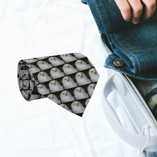 White Snowy Owl Pattern Stropdas