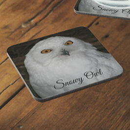 White Snowy Owl Photo Beverage Coaster Bier Onderzetter